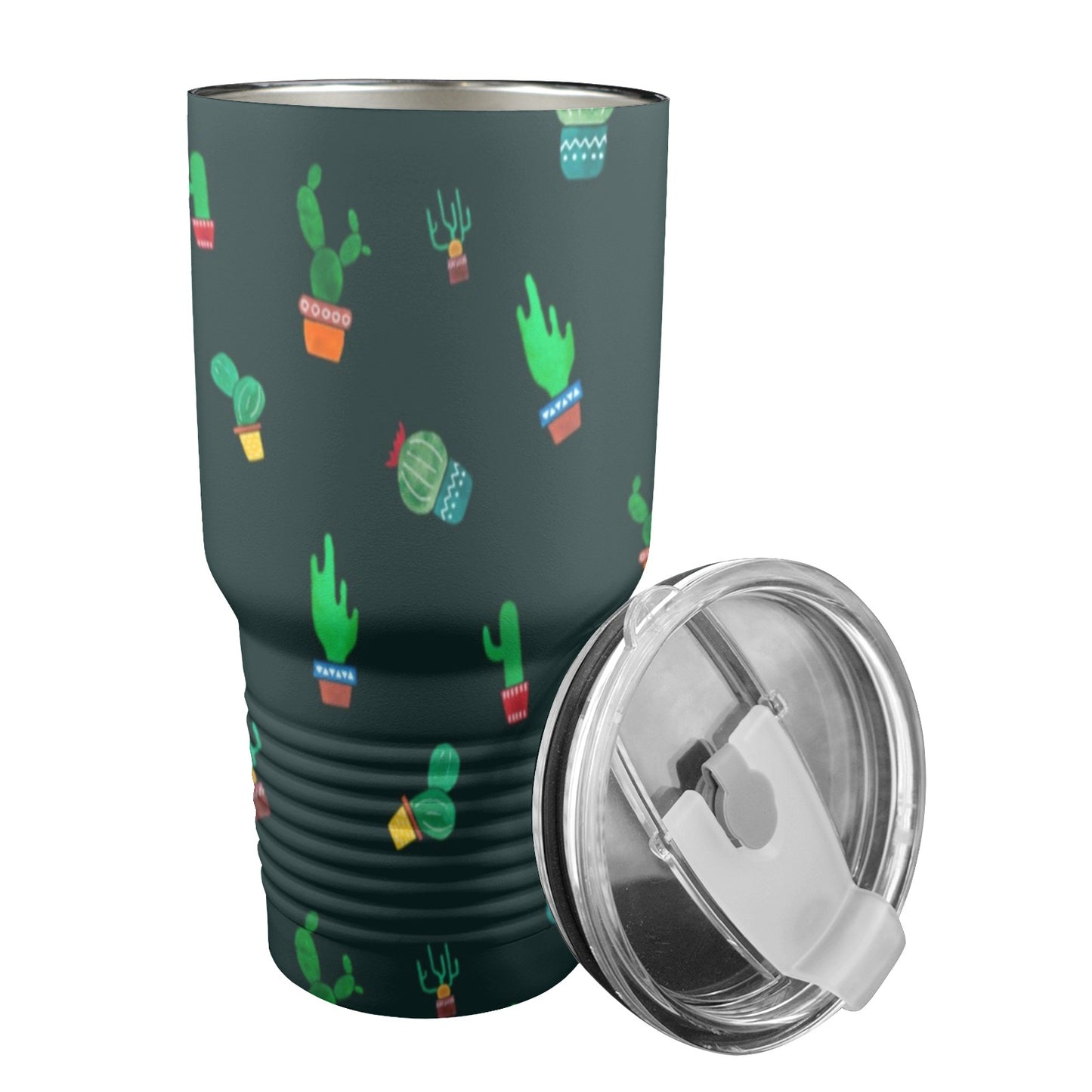 Cactus On Black - 30oz Insulated Stainless Steel Mobile Tumbler