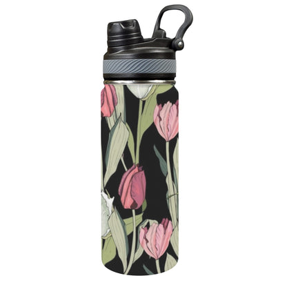 Tulips - Insulated Water Bottle with Dual-Use Lid (18oz) Insulated Water Bottle with Dual-Use Lid (18oz) Printed Offshore