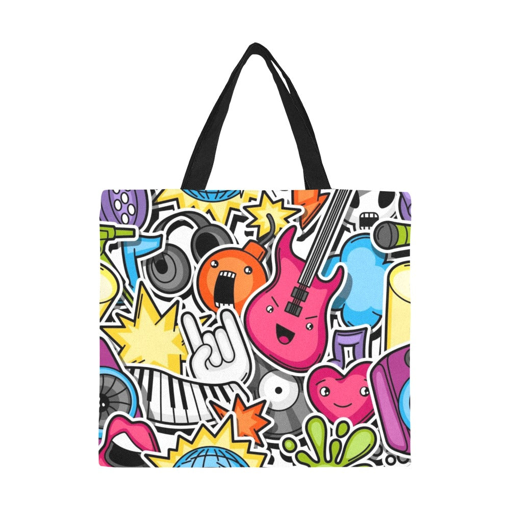 Sticker Music - Full Print Canvas Tote Bag Full Print Canvas Tote Bag