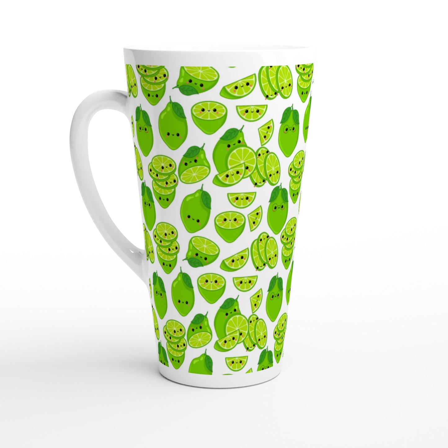 Cute Limes - White Latte 17oz Ceramic Mug Default Title Latte Mug food Globally Fulfilled