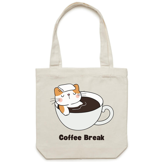 Cat Coffee Break - Canvas Tote Bag Default Title Tote Bag animal Coffee