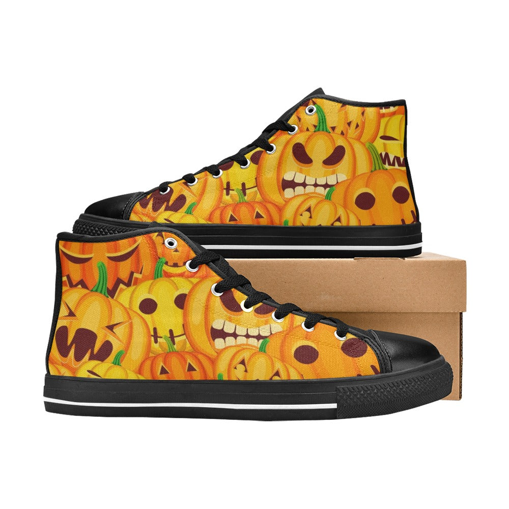 Halloween Pumpkins - Men's High Top Canvas Shoes