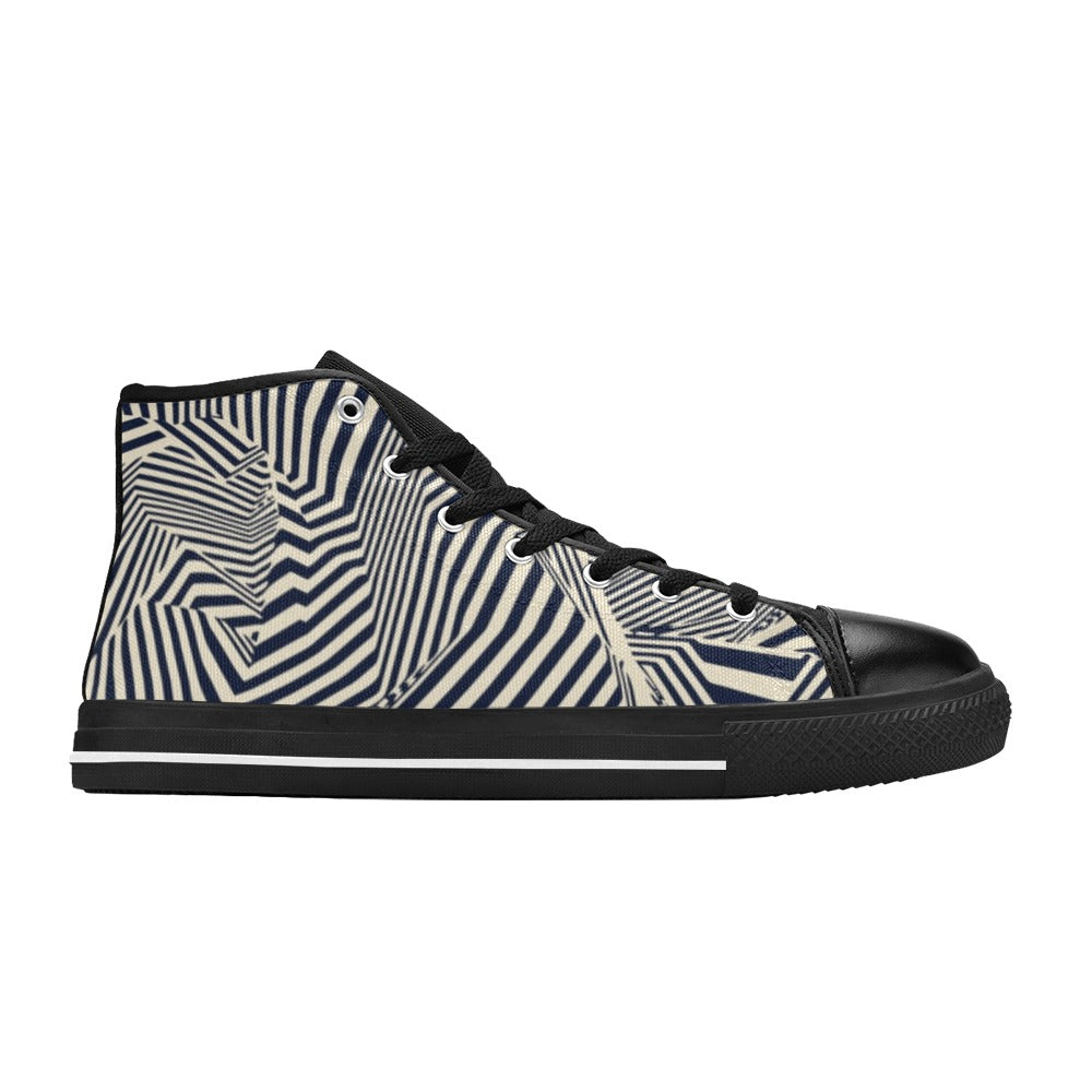 Crazy Lines - Women's High Top Canvas Shoes