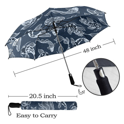 Blue Fish - Semi-Automatic Foldable Umbrella Semi-Automatic Foldable Umbrella Printed Offshore