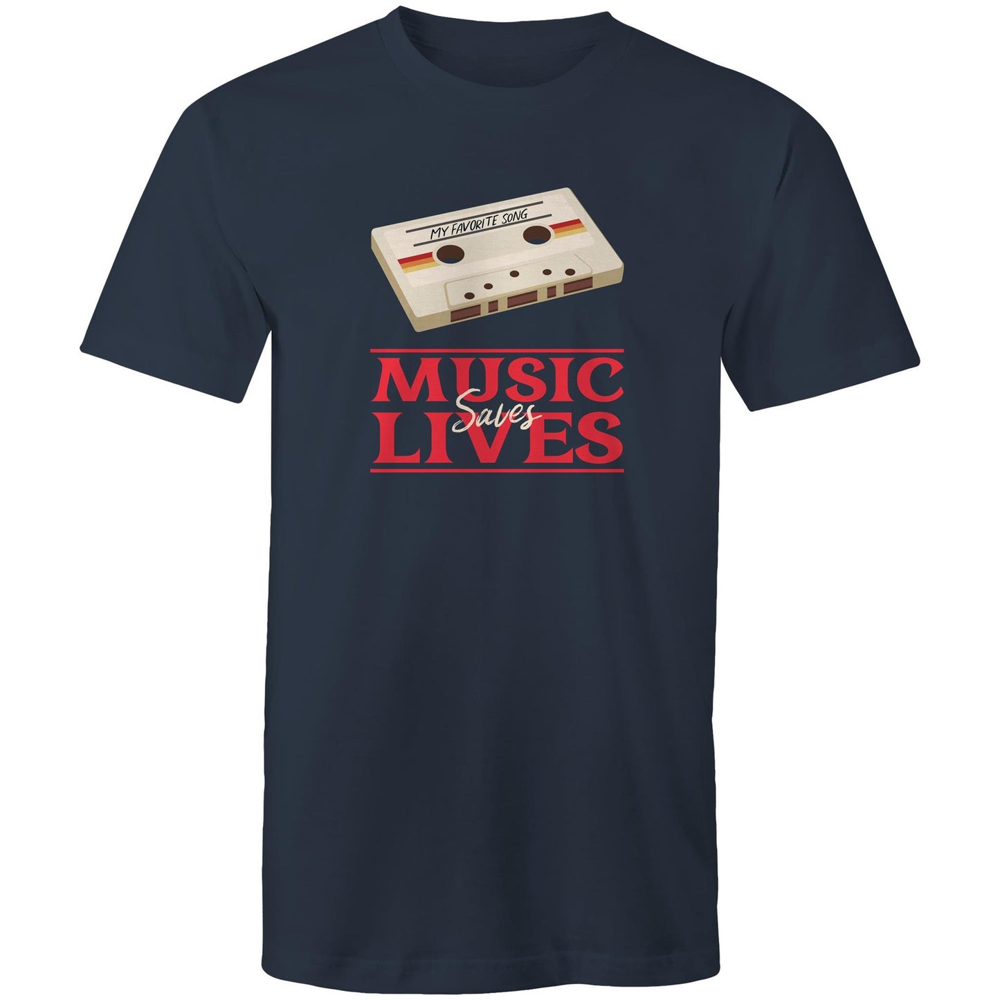 Music Saves Lives, Cassette Tape - Mens T-Shirt