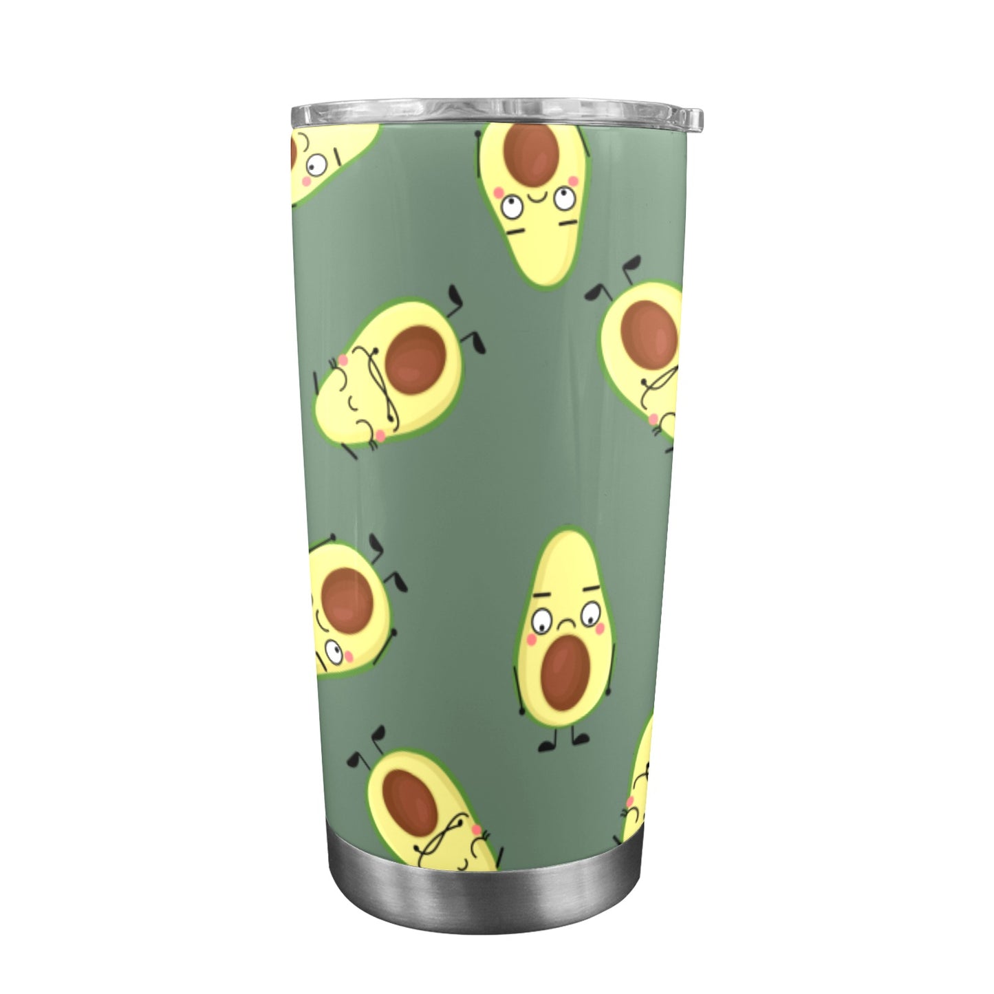 Avocado Characters - 20oz Travel Mug with Clear Lid Clear Lid Travel Mug Food Printed Offshore