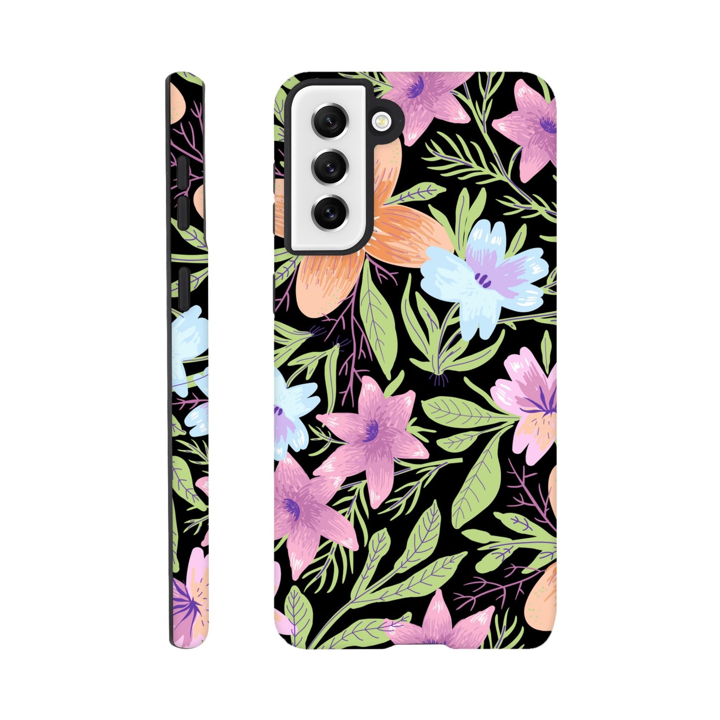 Black Floral - Phone Tough Case Galaxy S21 Plus Phone Case Globally Fulfilled