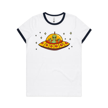 Alien Pizza - Women's Ringer Tee