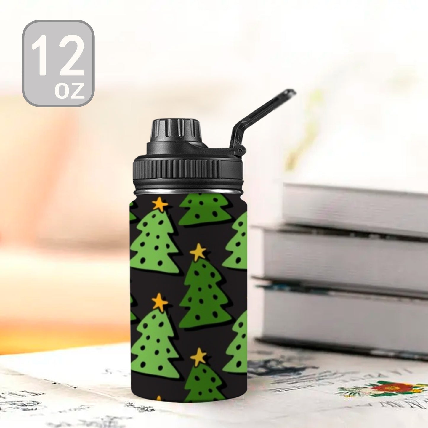 Christmas Trees - Kids Water Bottle with Chug Lid (12 oz)