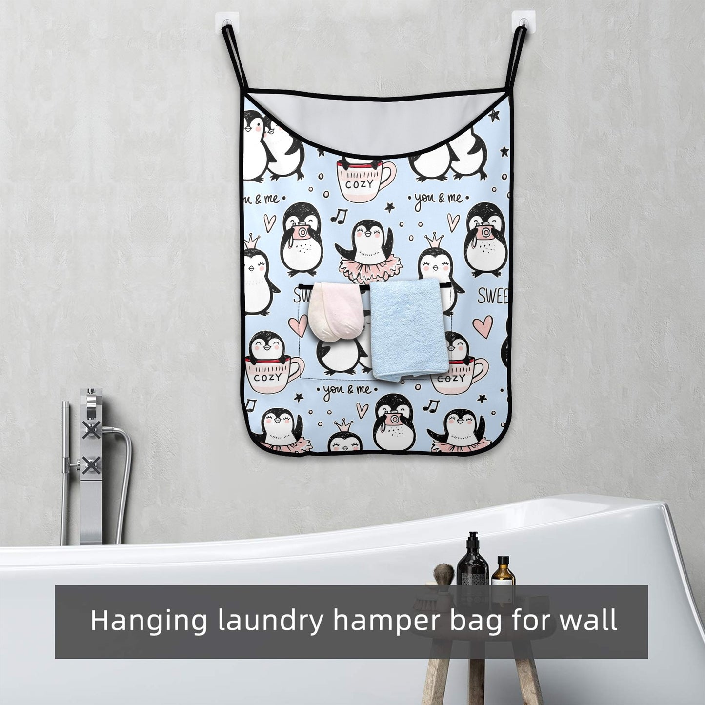 Penguin Love - Hanging Laundry Bag