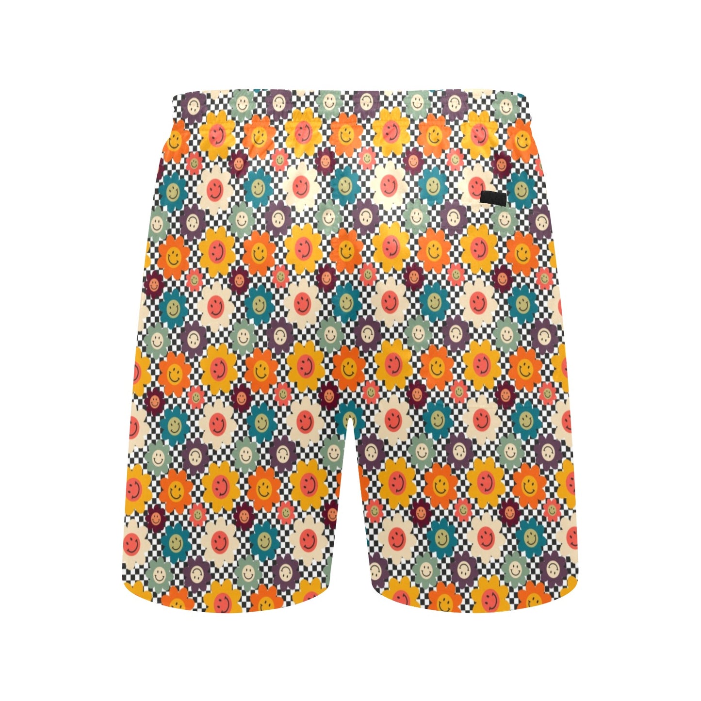 Happy Retro Flowers - Men's Mid-Length Beach Shorts