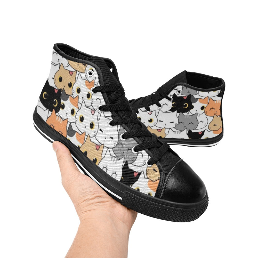 Cute Cartoon Cats - Kids' High Top Canvas Shoes