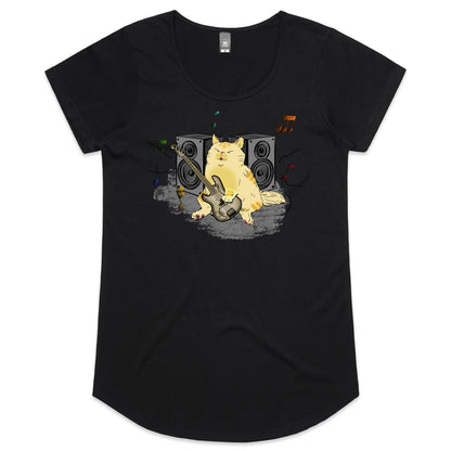 Cat Bass Player - Womens Scoop Neck T-Shirt