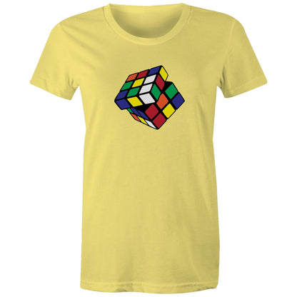 Cube - Womens T-shirt Yellow Womens T-shirt Games Printed In Australia