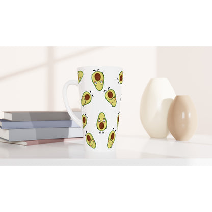 Avocado Characters - White Latte 17oz Ceramic Mug Latte Mug food Globally Fulfilled