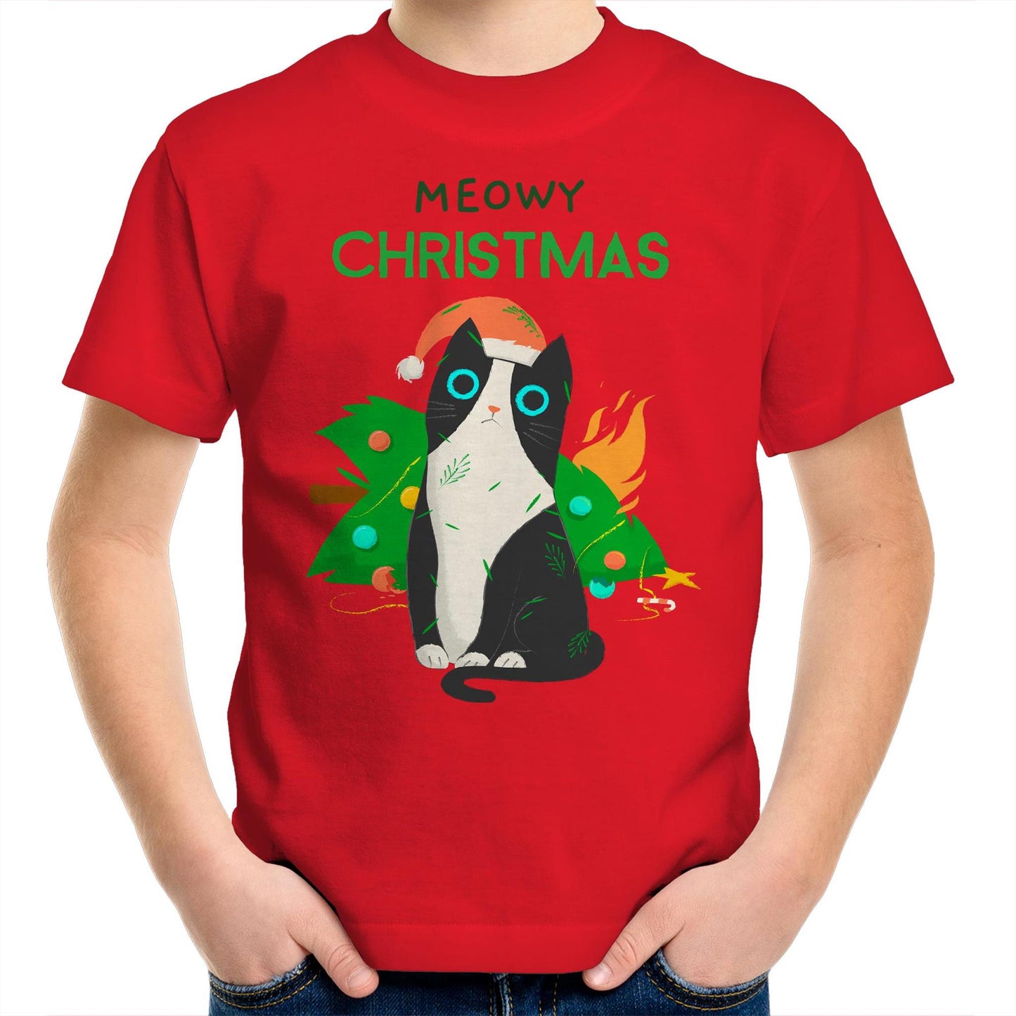 Meowy Christmas - Kids Youth T-Shirt