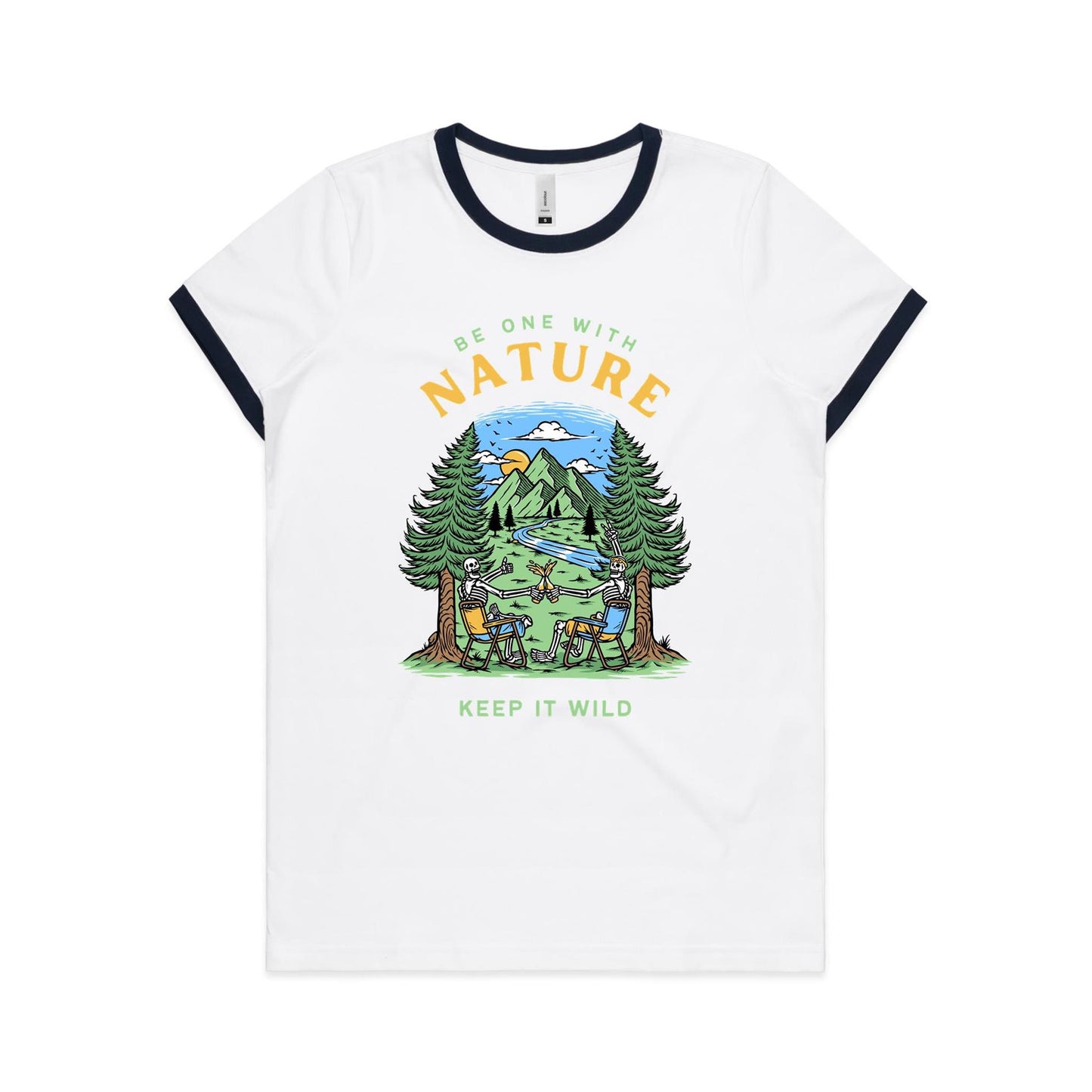 Be One With Nature, Skeleton - Women's Ringer Tee