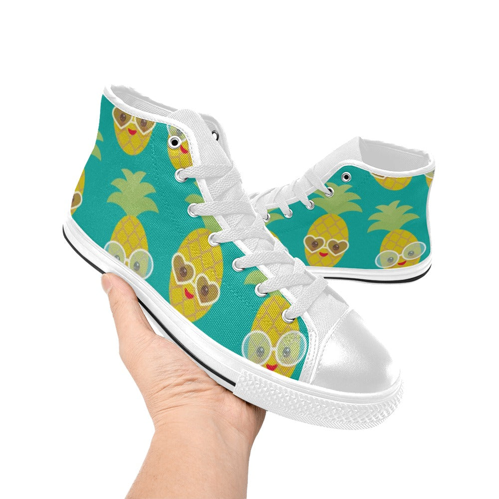 Pineapples With Glasses - Men's High Top Canvas Shoes