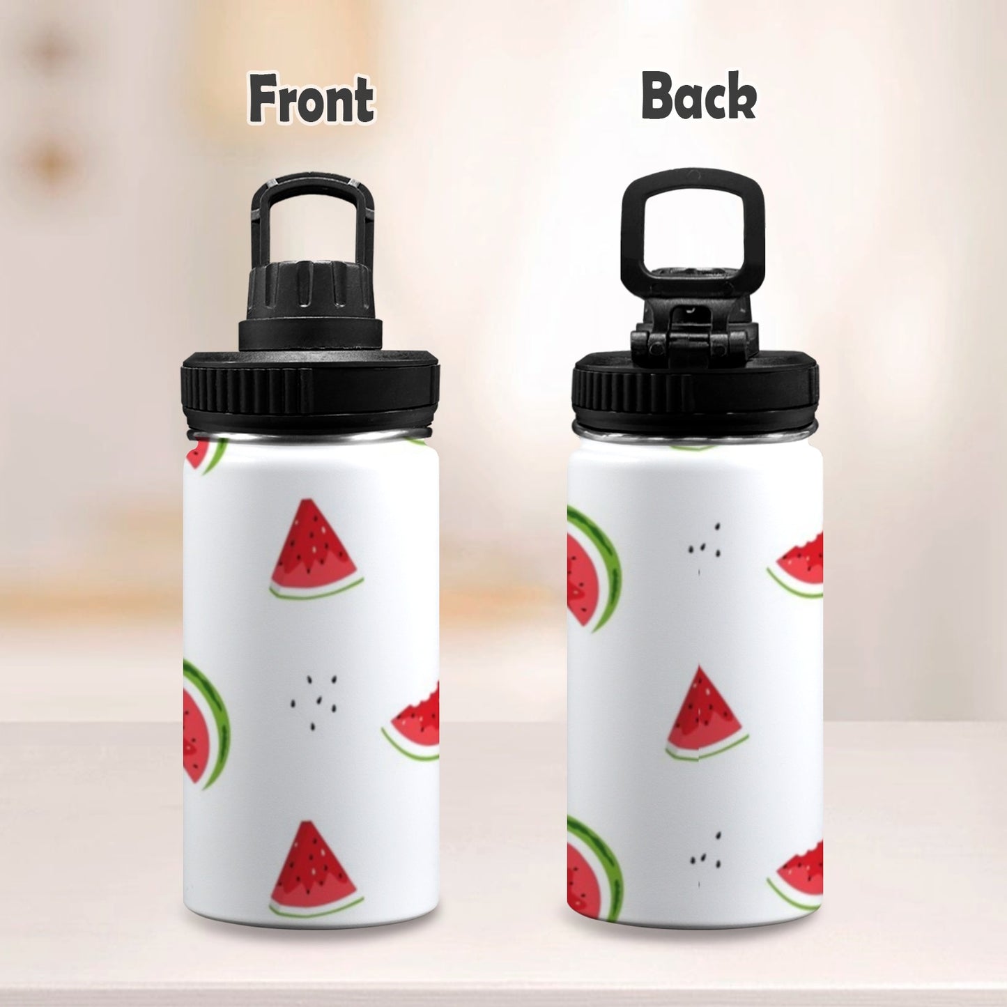 Watermelon - Kids Water Bottle with Chug Lid (12 oz) Kids Water Bottle with Chug Lid Food Printed Offshore