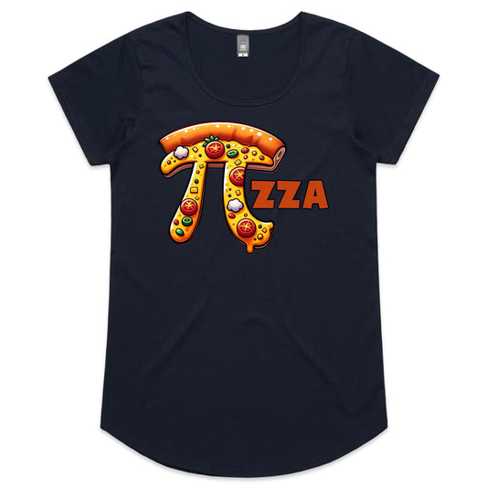 Pi Pizza - Womens Scoop Neck T-Shirt Navy Womens Scoop Neck T-shirt Food Maths Printed In Australia Science