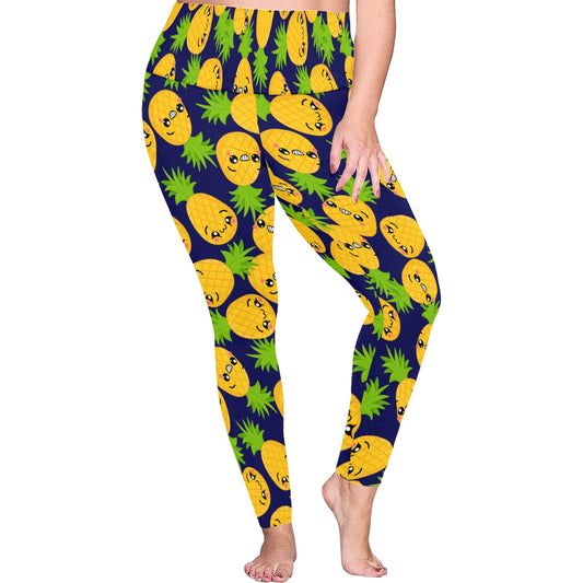 Cool Pineapples - Women's Plus Size High Waist Leggings Women's Plus Size High Waist Leggings
