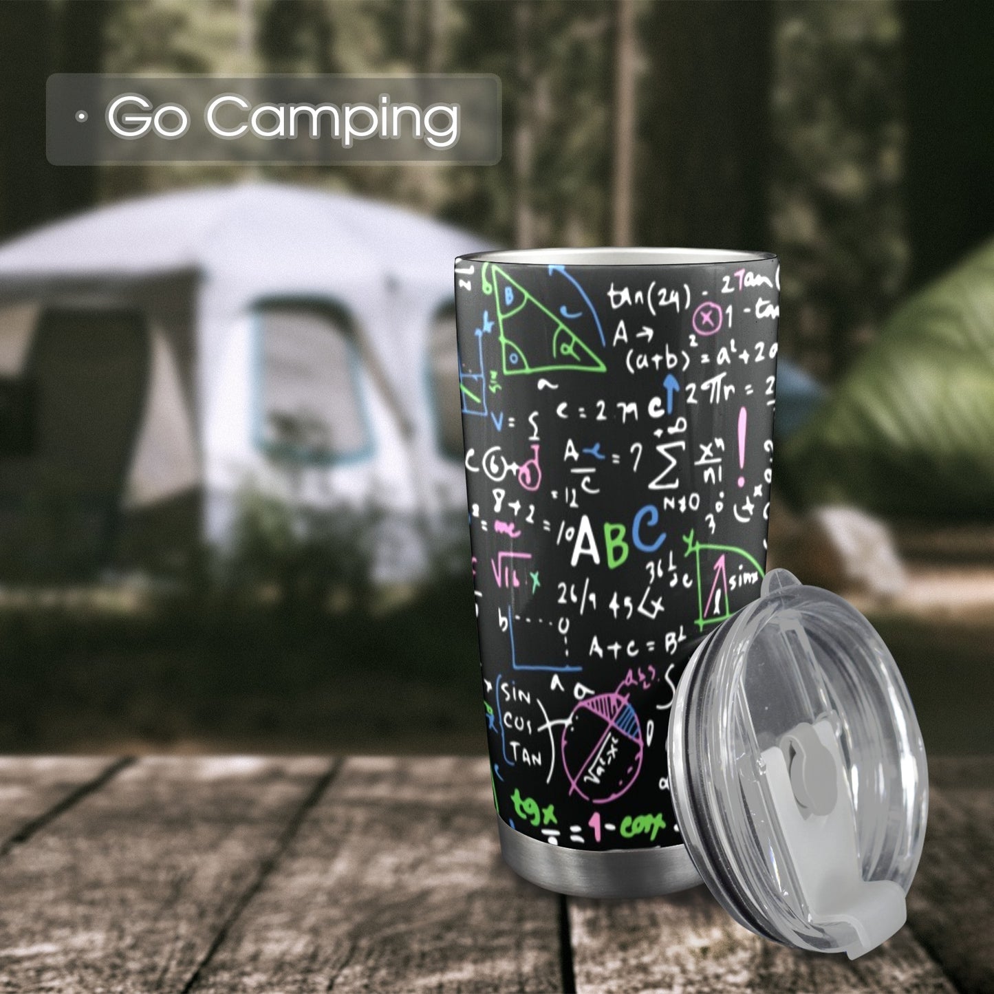 Equations In Green And Pink - 20oz Travel Mug with Clear Lid Clear Lid Travel Mug Maths Printed Offshore Science