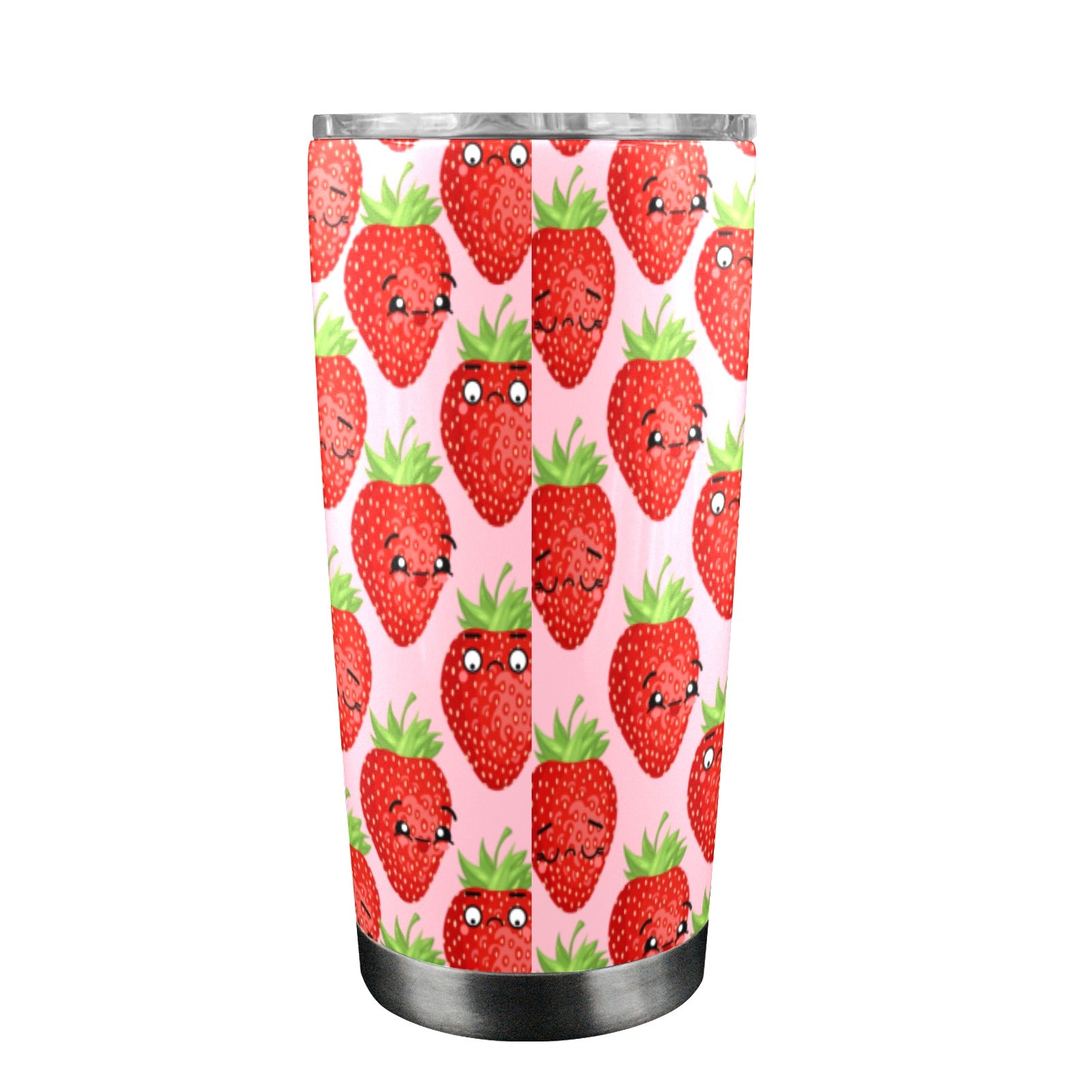 Strawberry Characters - 20oz Travel Mug with Clear Lid Clear Lid Travel Mug Food Printed Offshore