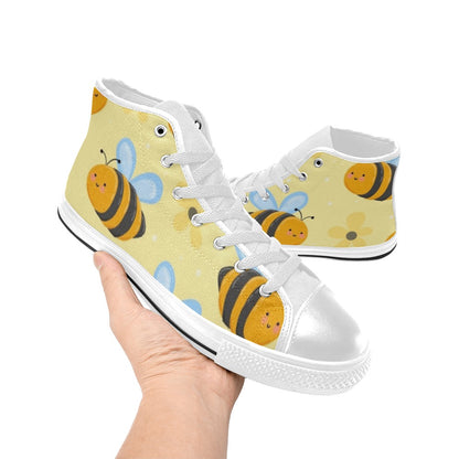 Bright Bees - Kids' High Top Canvas Shoes