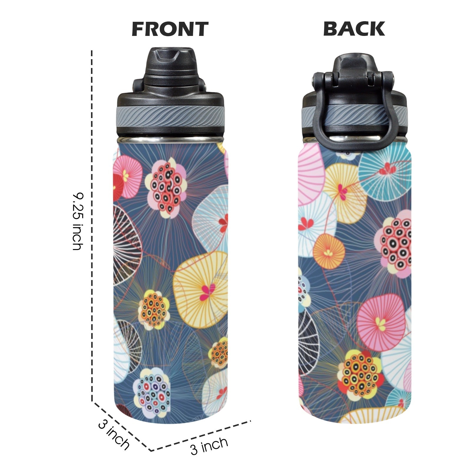 Abstract Floral - Insulated Water Bottle with Dual-Use Lid (18oz) Insulated Water Bottle with Dual-Use Lid (18oz) Printed Offshore