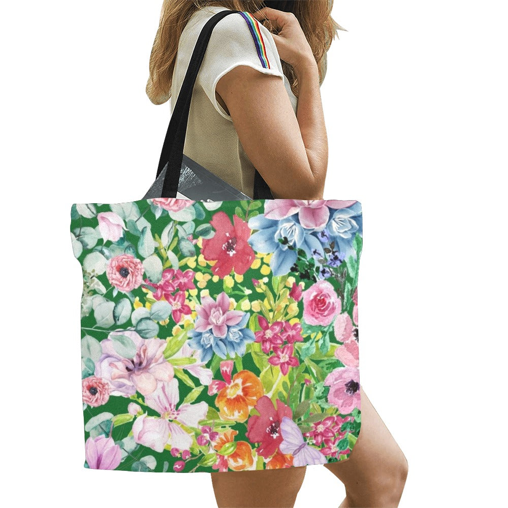 Bright Floral - Full Print Canvas Tote Bag Full Print Canvas Tote Bag Printed Offshore