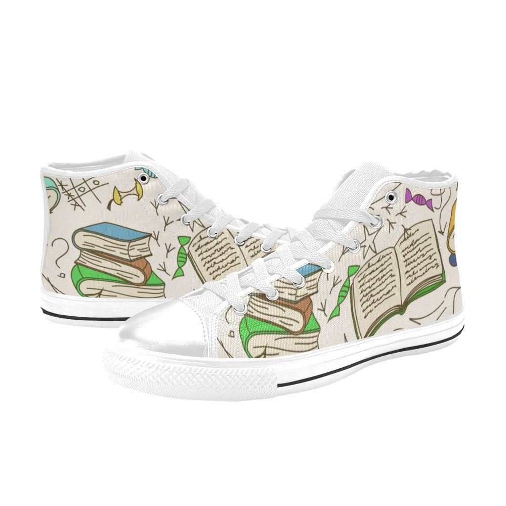 Book Time - Women's High Top Canvas Shoes