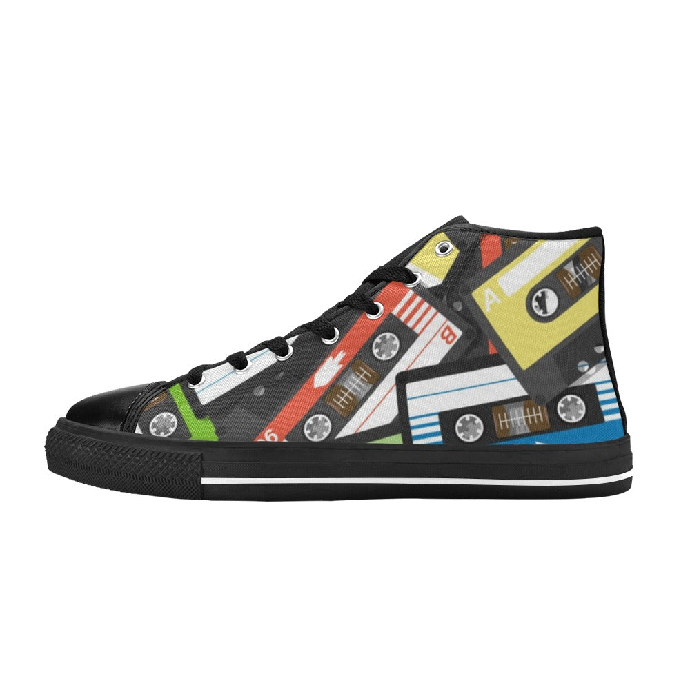 Cassette Tapes - Men's High Top Canvas Shoes