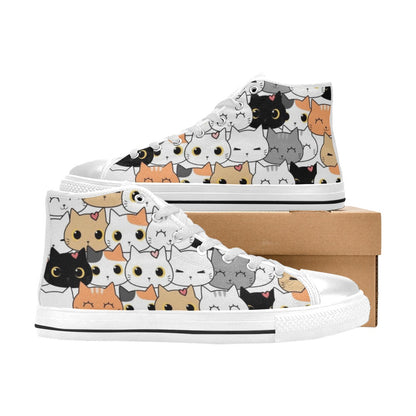 Cute Cartoon Cats - Men's High Top Canvas Shoes