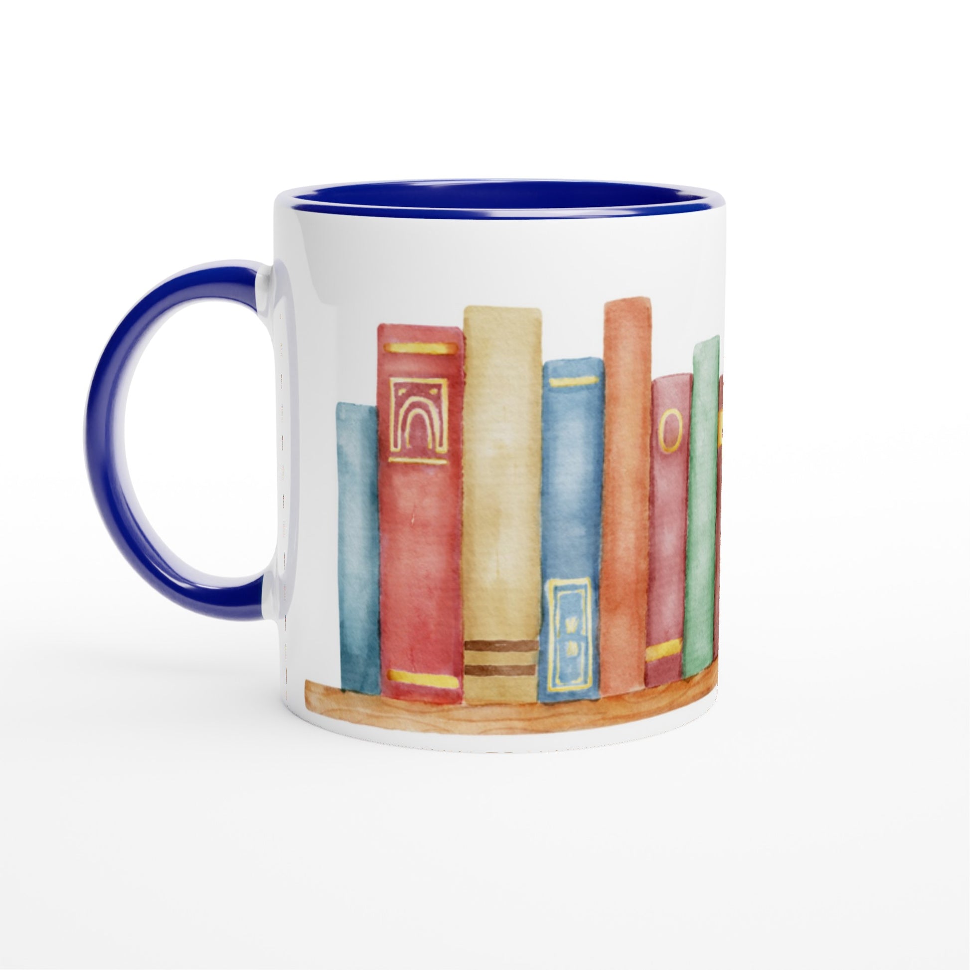 Books - White 11oz Ceramic Mug with Colour Inside Ceramic Blue Colour 11oz Mug Reading