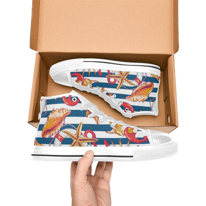 Nautical Life - Women's High Top Canvas Shoes