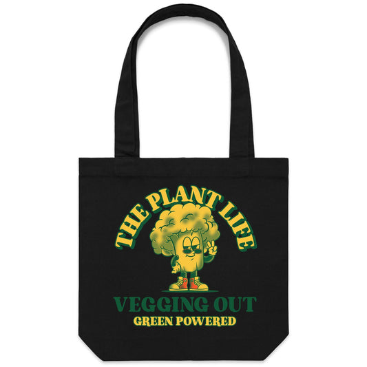 The Plant Life - Canvas Tote Bag Black One Size Tote Bag Food Vegetarian