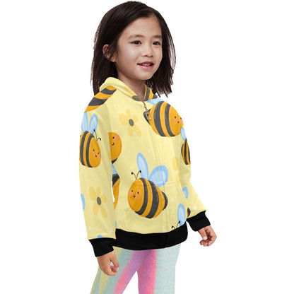 Bright Bees - Junior Girls Zip Up Hoodie