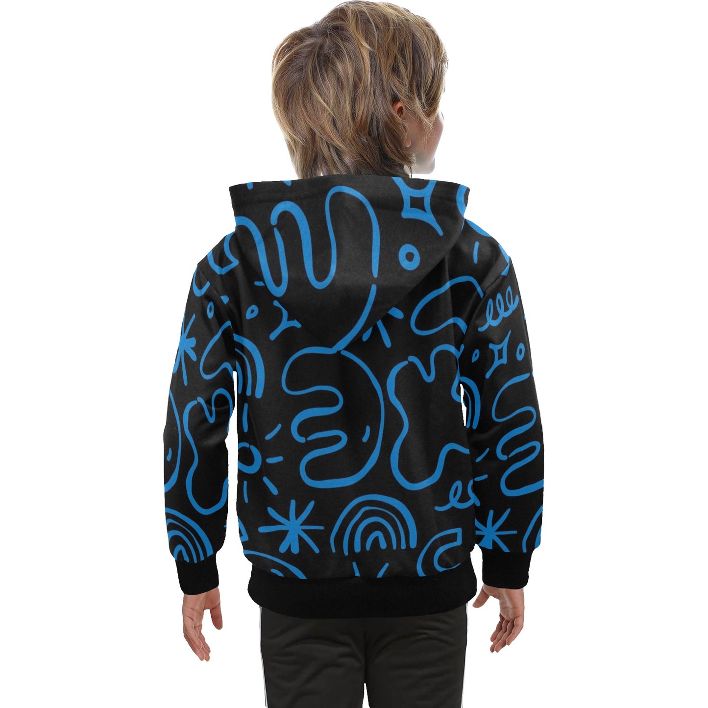 Blue Squiggle - Senior Boys Zip Up Hoodie