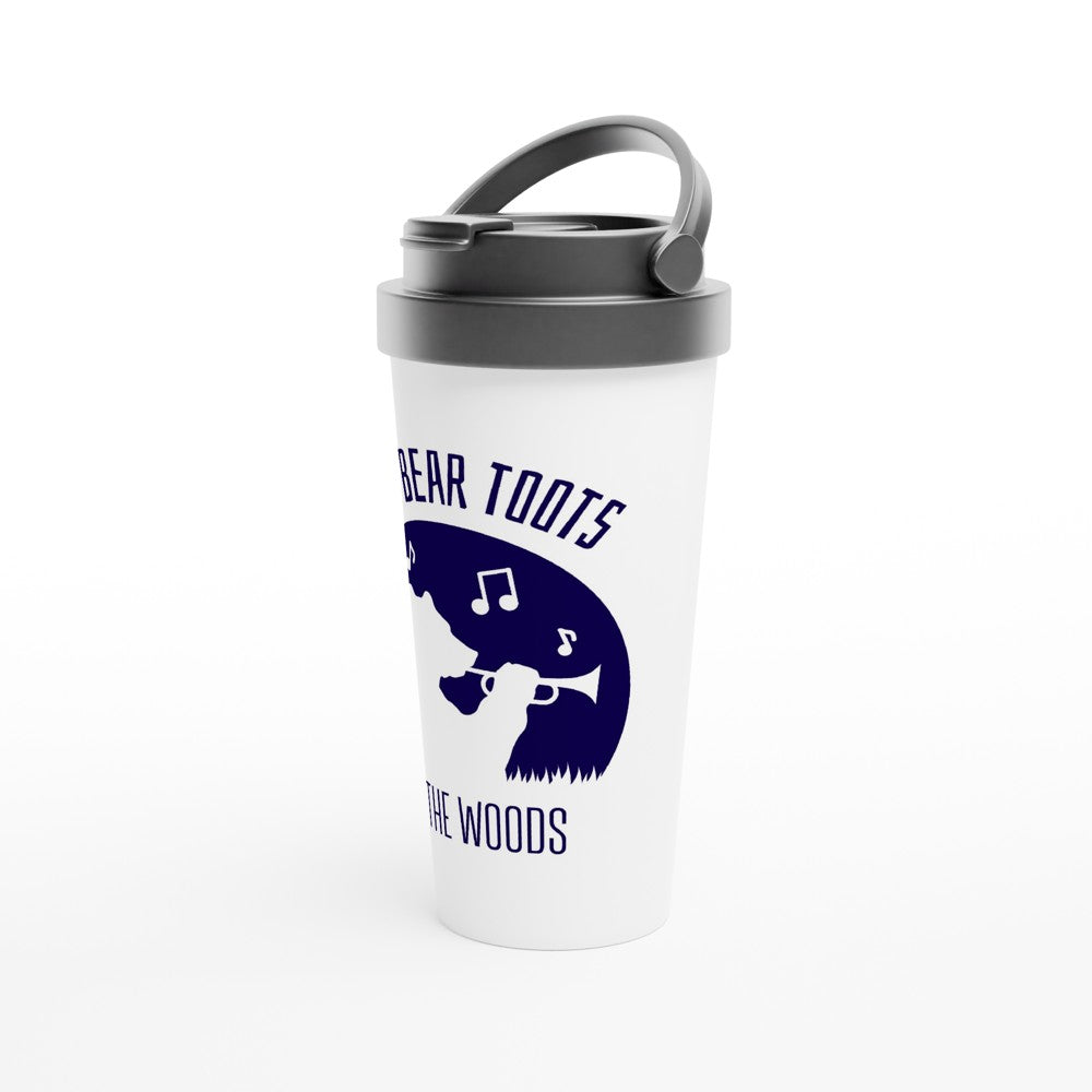 If A Bear Toots In The Woods, Trumpet Player - White 15oz Stainless Steel Travel Mug Travel Mug animal Globally Fulfilled Music