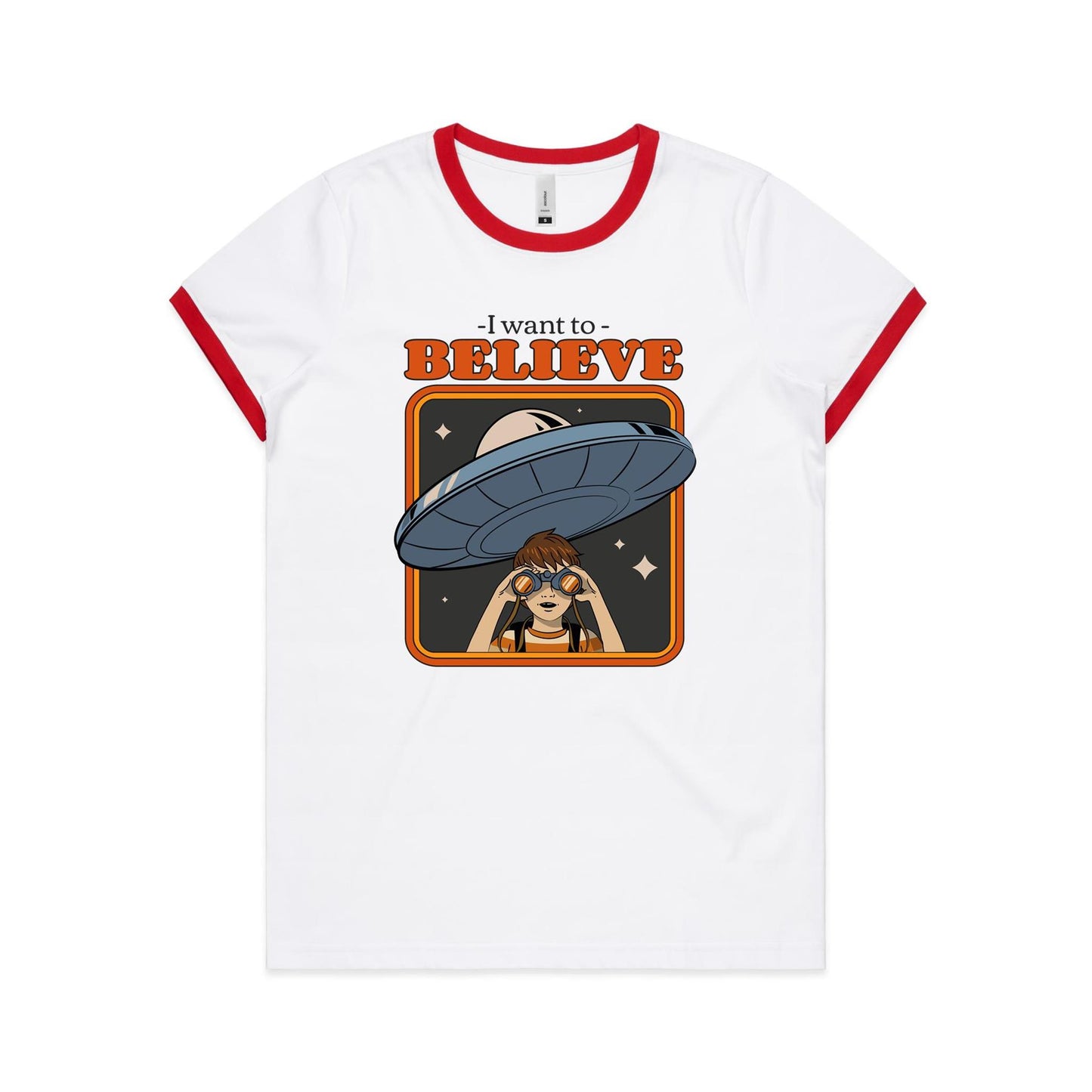 I Want To Believe, UFO - Women's Ringer Tee