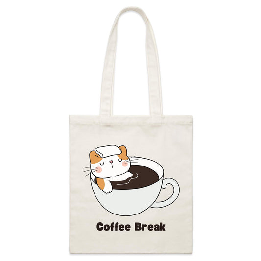 Cat Coffee Break - Parcel Canvas Tote Bag Default Title Parcel Tote Bag animal Coffee