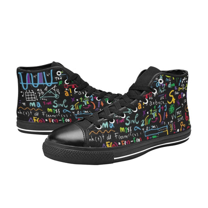 Math Scribbles - Men's High Top Canvas Shoes