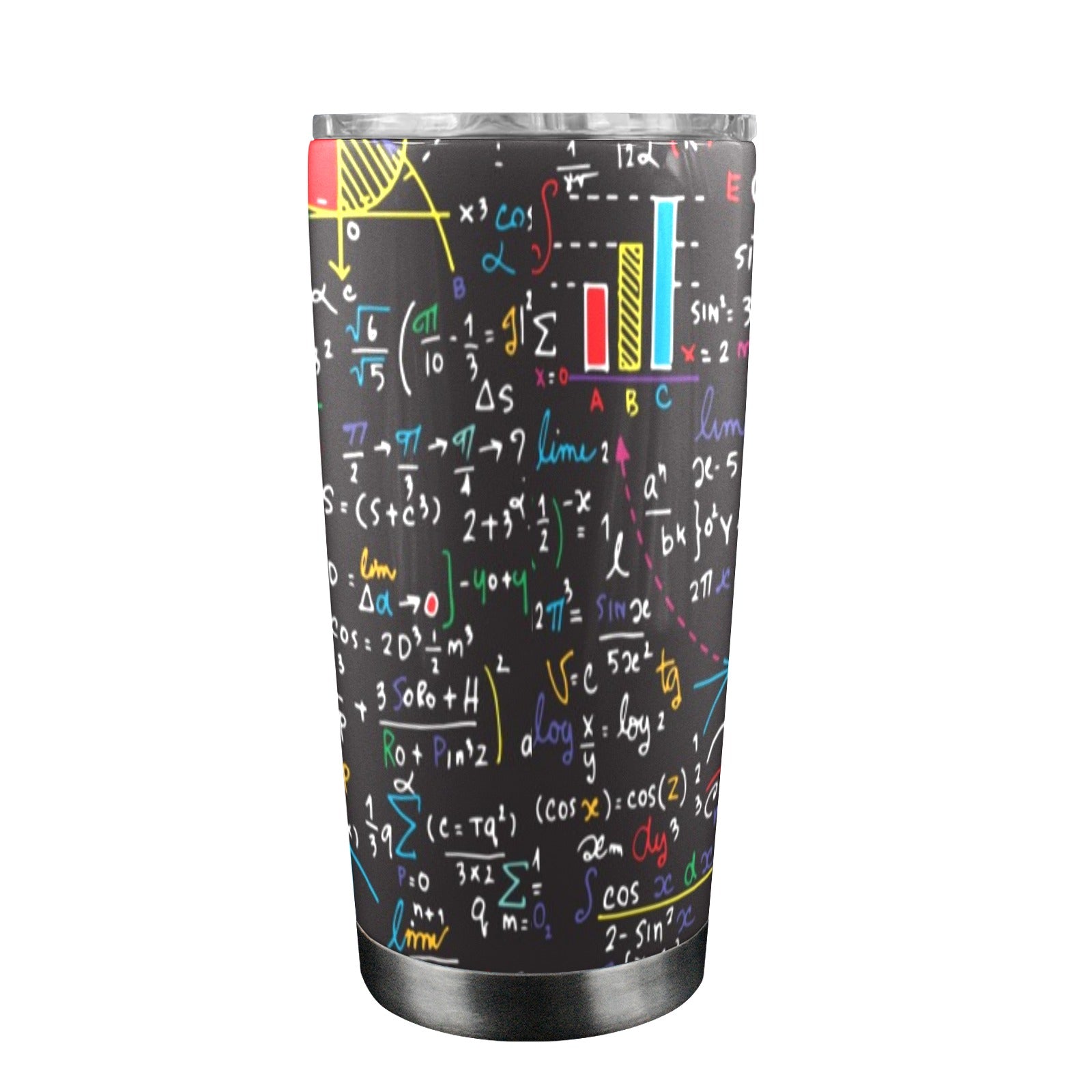 Colourful Maths Formulas - 20oz Travel Mug with Clear Lid 20oz Travel Mug / Tumbler Maths Printed Offshore Science