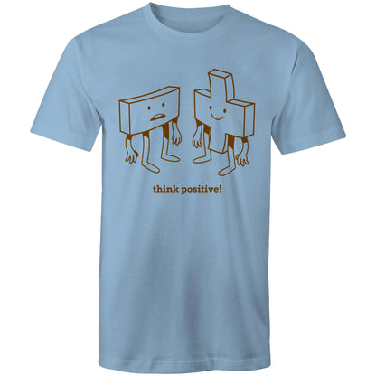 Think Positive, Plus And Minus - Mens T-Shirt Carolina Blue Mens T-shirt Maths Motivation
