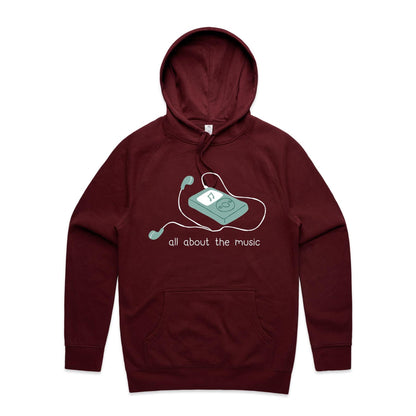 All About The Music, Music Player - Supply Hood Burgundy Mens Supply Hoodie music retro tech