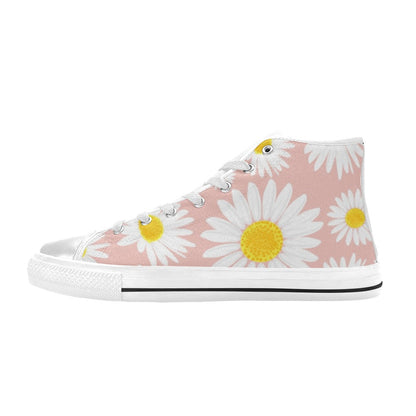 Daisies On Pink - Women's High Top Canvas Shoes