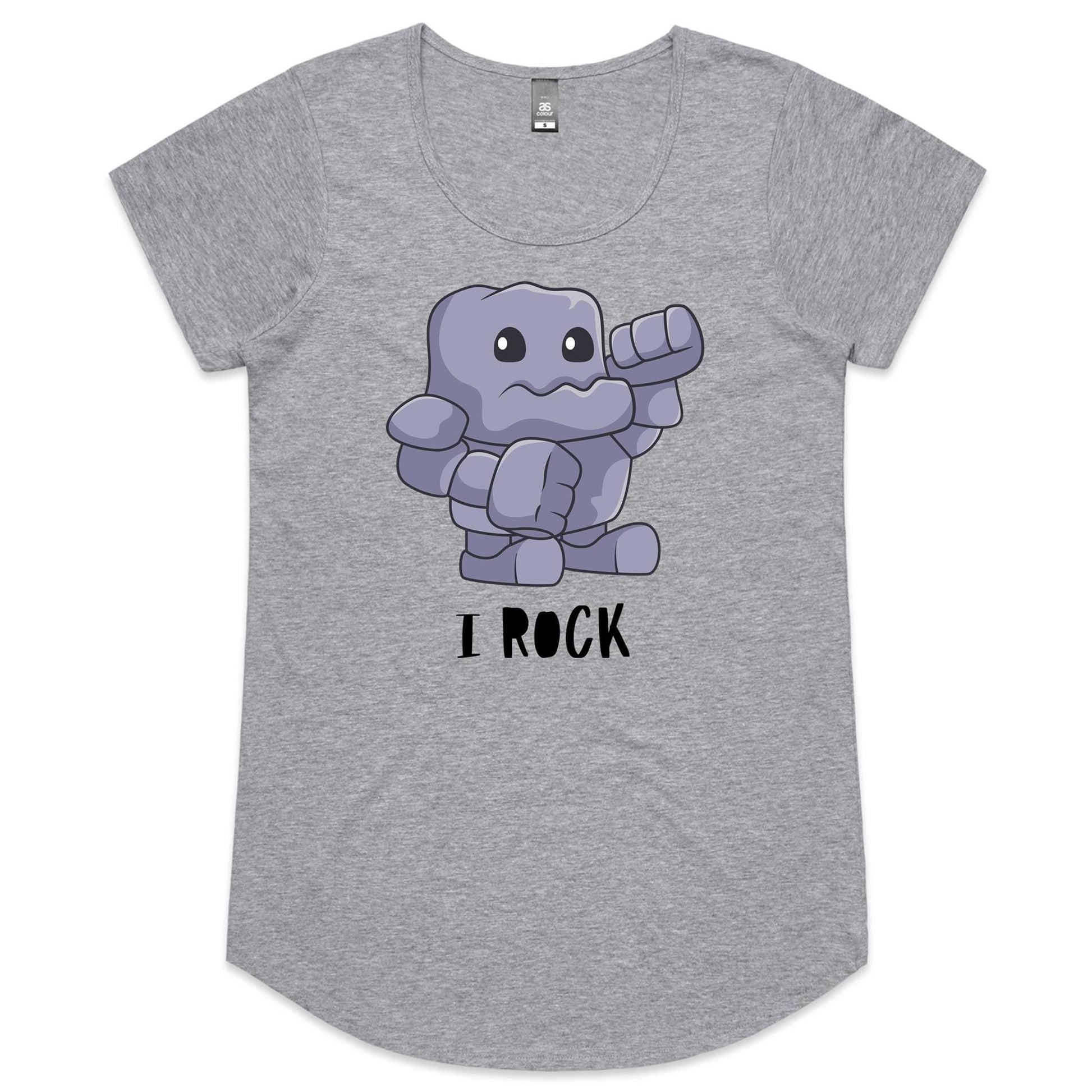 I Rock - Womens Scoop Neck T-Shirt Grey Marle Womens Scoop Neck T-shirt Music