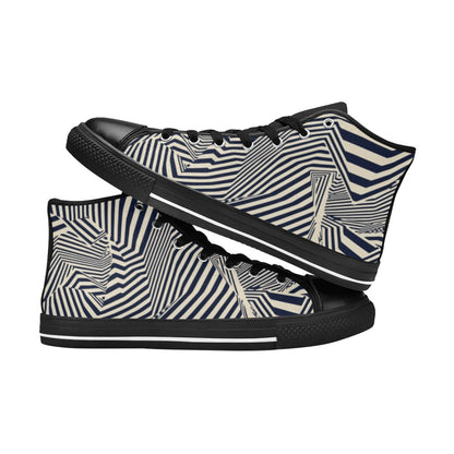 Crazy Lines - Women's High Top Canvas Shoes