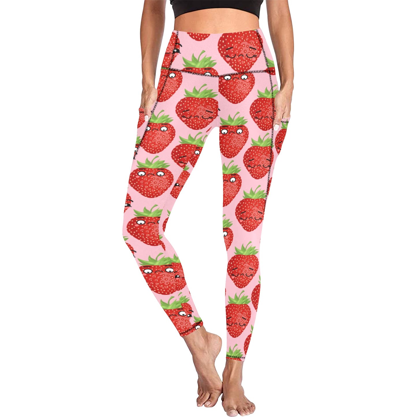 Strawberry Characters - Women's Leggings with Pockets Women's Leggings with Pockets S - 2XL Food Printed Offshore