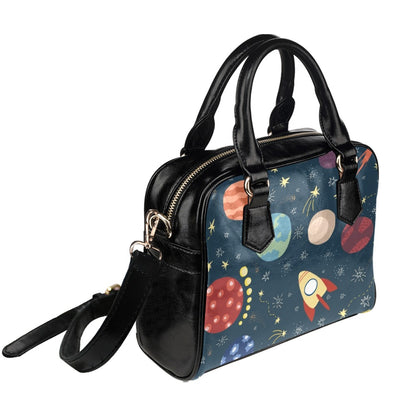 Rocket and Planets In Space - Shoulder Handbag